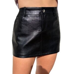 Edikted faux leather mini skirt black Medium